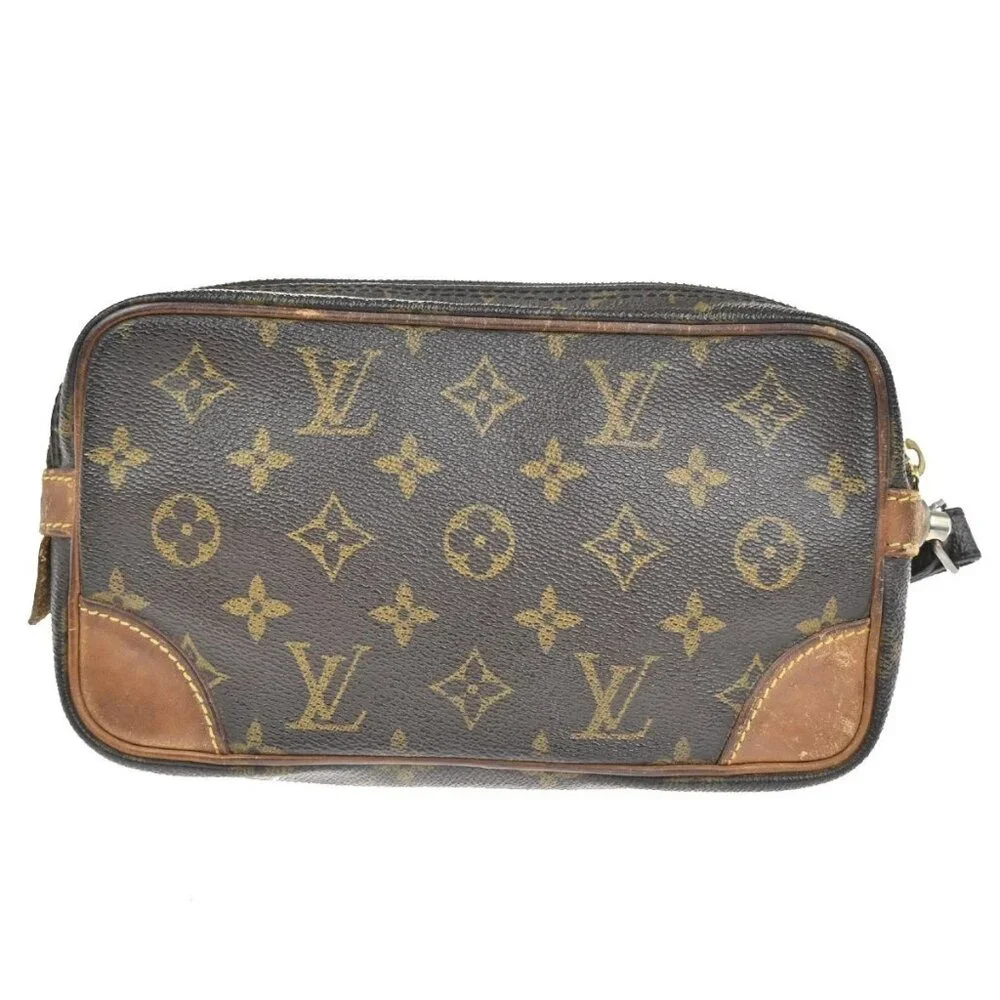 LOUIS VUITTON Marly Dragonne PM Clutch Hand Bag Monogram Leather M51827 04KC150 - Picture 3 of 14